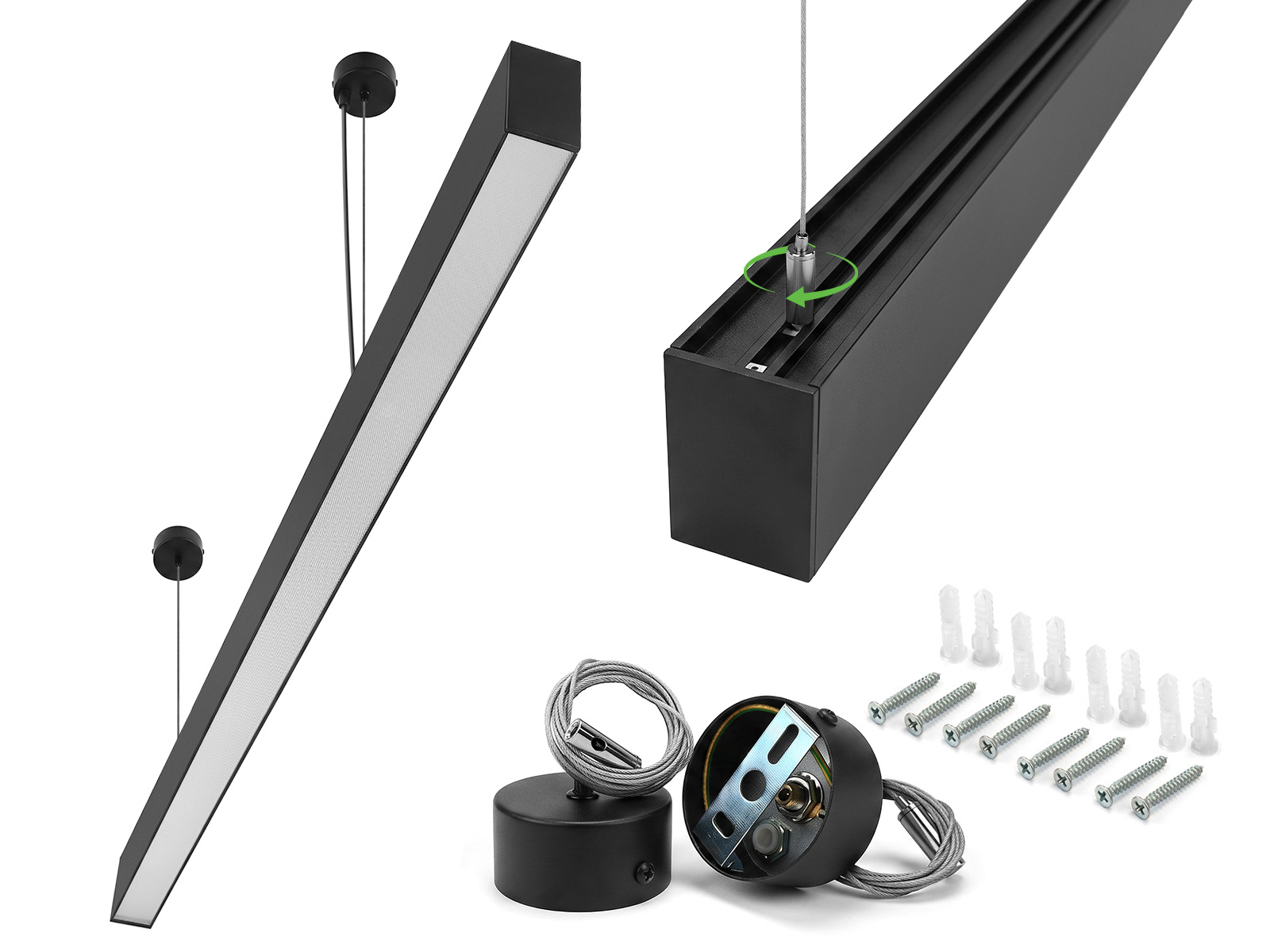 Lampa wisząca Schedar HL 40W 150cm 4000K Czarna